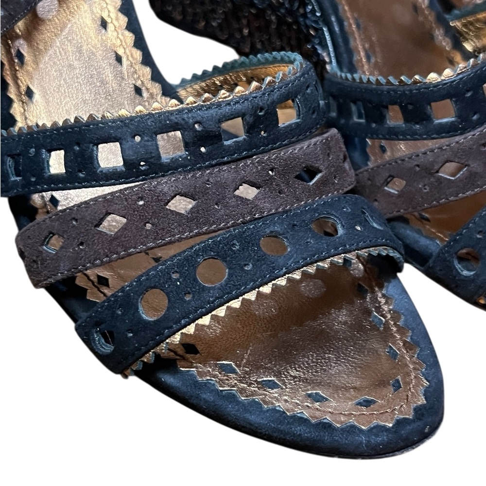 PRADA suede brown and black leather and raffia wedge sandals. Authentic! 🖤💛🤎 - Picture 7 of 10